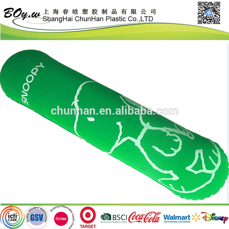 EN71 factory hot sale customized promotion foot pad cylinder inflatable flocked pillow